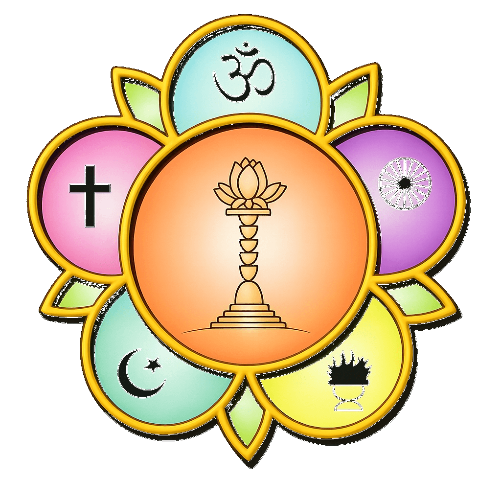 Sarva Dharma multi-faith lotus emblem logo delivered by Gearfreezee
